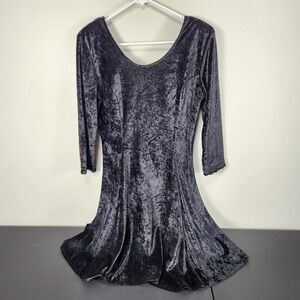 Zanoni Jalate Vintage M Black Crushed Velvet Cross Tie Back Dress Goth Vampire